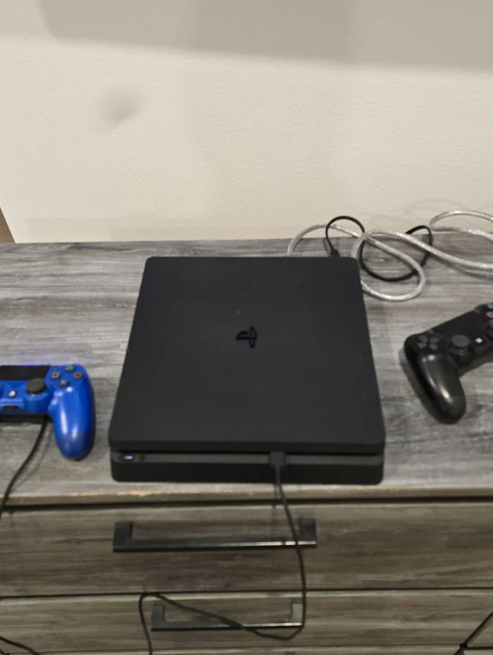 Sony PlayStation 4 Slim 1TB Black Console Game System with 2 Controllers + Cords